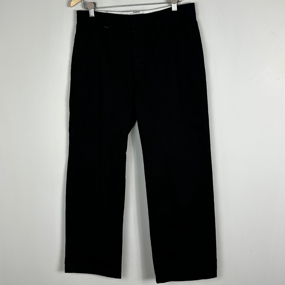 Percival Mens Black Pants Size 32 Trousers 100% Cotton Minimalist Business
